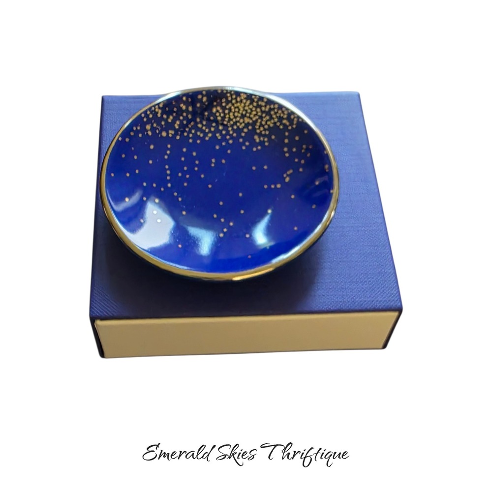 SILPADA Mini Blue Gold Speckled Ceramic Trinket dish with box and sleeve